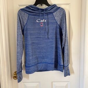 EUC Womens Antigua Chicago Cubs Baseball TShirt Cowl Necked Embroidered Hoodie S